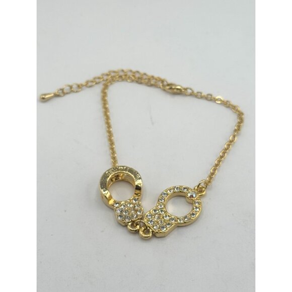 Rhinestone handcuff gold tone anklet - Picture 2 of 3